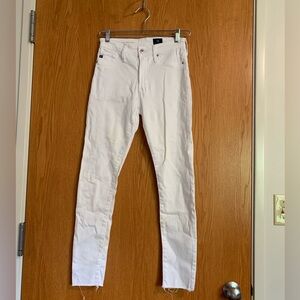AG Adriano Goldschmeid white jeans, size 25, high-rise skinny ankle, the Farrah